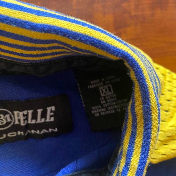 Vintage Pelle Pelle Marc Buchanan Blue & Yellow Spell Out Collared Tee Shirt XL - Picture 4 of 4